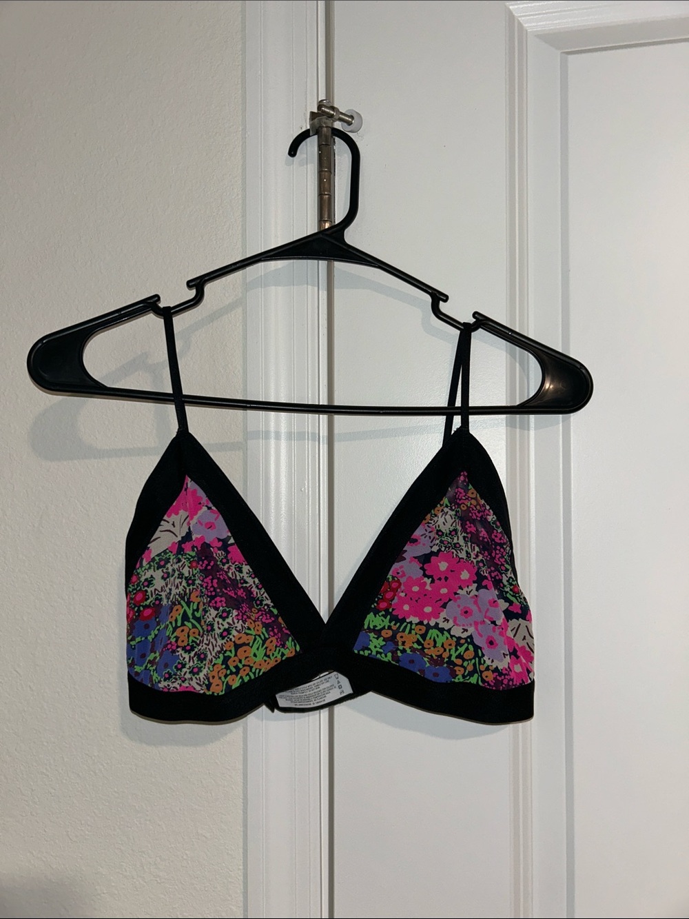 Floral Triangle Bralette with Black Trim - Women's Intimates